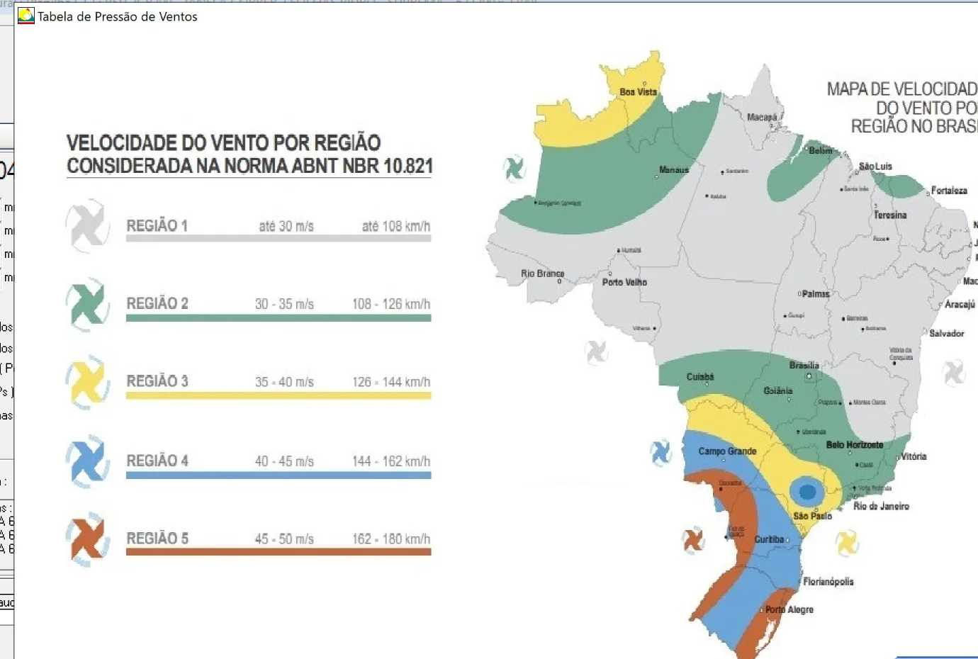 Mapa de regiões de vento exibido no módulo de análise
